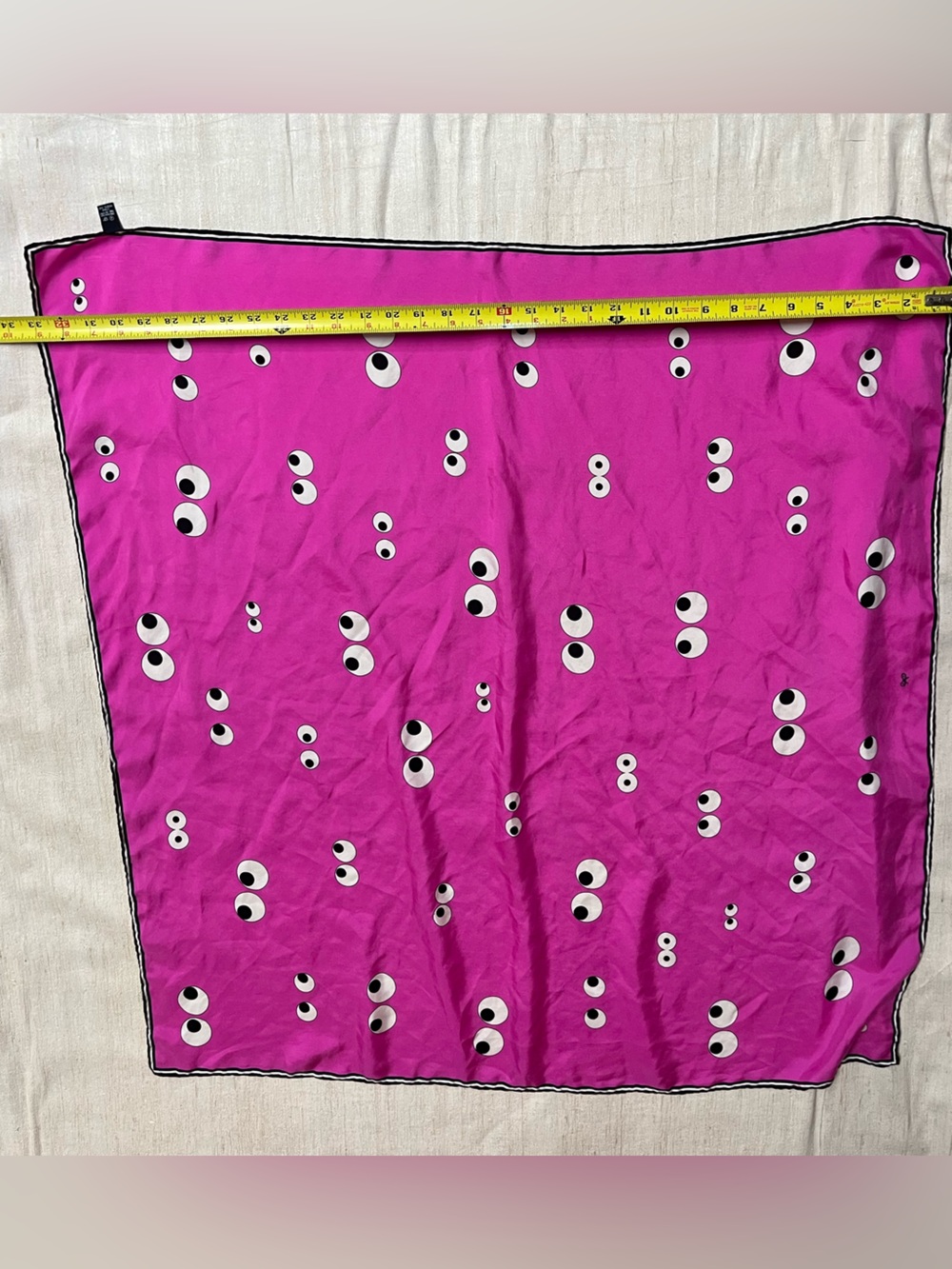 Anya Hindmarch 100% Silk Eyes Scarf Pink 33x34 Designer Neck Scarf Wrap - Picture 4 of 7